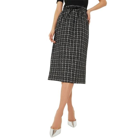 Tuckernuck Women's Black Onyx Tweed Cece Skirt Size L Knee Length Midi 1991-24 - Picture 1 of 10